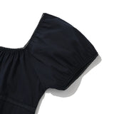 KIRSH PLAIN LACE SQUARE NECK BLOUSE - DARK NAVY  