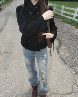 Suede crop trench jacket