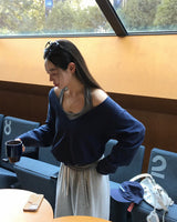 [Bellide made] コンマ、ディープVネックニット
