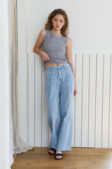 Shirring sleeveless top_gray