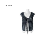 Borin Frill Lace Ribbon Layered Sleeveless Blouse