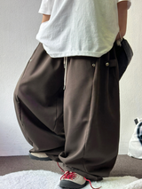 SLACKS🍰サイドスナップバルーンロングパンツ 🍰🤎🩶🖤 4COLOR