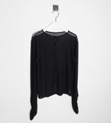 WRINKLE MESH CARDIGAN BLACK