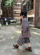 ヘレナ チェック フレア フォールディング ミディスカート