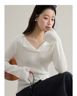 V-neck flared sleeve knit top