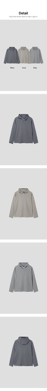 [Unisex]Stripe inner hood long sleeves(3color)