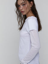 Layered Long Sleeve Top_White