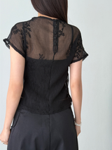 flowery wrinkle blouse (2color)