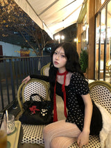 Red Rose pin + knit scarf