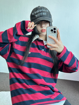 キュートカラーペティット👚ストライプロングスリーブTシャツ🎀❤💚3カラー