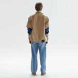 DAMAGED CUTTING DENIM PANTS-BLUE(M)