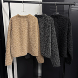 [Unisex] Hairy crop round knit cardigan(3color)