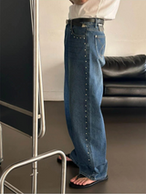 [Unisex] Stud wide denim pants