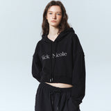 NICOLE LOGO CROP HOODY_BLACK