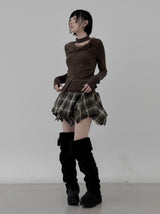 Marie Fur Trimmed Choker Long Sleeve Top