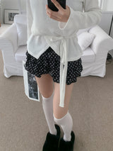DOTINA Ruffle Dot Mini Pants Skirt (Black)