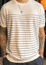 Linea Stripe Dangara Short Sleeve Knit 3COLOR