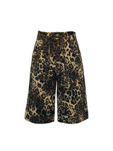 "GO WILD" Low - rise Loose Leopard - print Cropped Cargo Pants