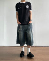 Tin Washed Bermuda Denim Pants