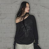 DIVINE CROSS OFF-SHOULDER TEE (BLACK) F25ZB036