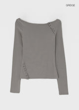 [MADE] Sur Slit Button Long Sleeve Tee