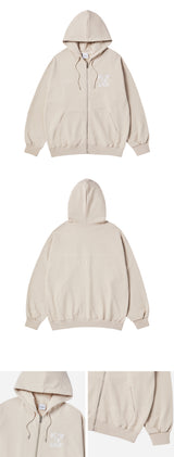 25SS INK STAMP LOGO HOODIE ZIP UP DARK BEIGE