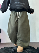 TEDDY FLEECE🤎🐻 S-L🧸3SIZE LONG WIDE HEATER PANTS 🤎💙💚3COLOR