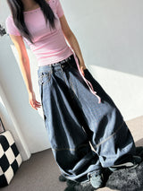 Chain Stitch Raw Denim Balloon Pants 1color