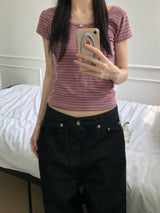 ノアストライプUネックTシャツ（3色）