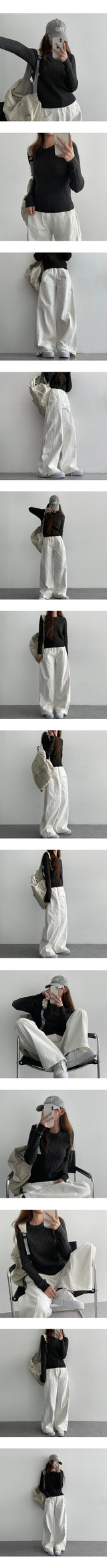 [3-tier length] [S–2XL] オフサイドタックワイドコットンパンツ (2 colors)