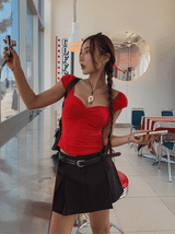 Bell shirring puff sleeveless