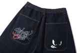 Back Pocket Artwork Denim Pants (Indigo)
