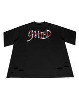 ゴーテッドカッティングオーバーサイズTシャツ(ブラック)
