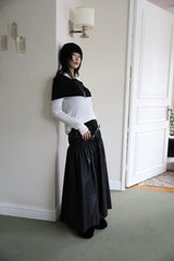 Marine leather long skirt