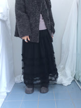 Cloud chiffon frill long skirt