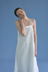 T/T Pin-tuck slip long one-piece (white)