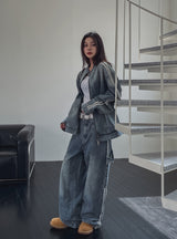 Wings Track Gradient Pinch Denim Jacket