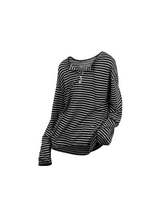 RELABEL (Vision) ライトウェイトベルベティストライプパッチワークロングスリーブTシャツスタッドディテール＆スクープネック