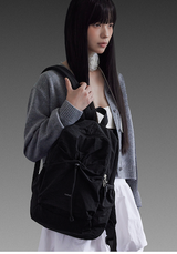 Classic Shirring Nylon Backpack – black