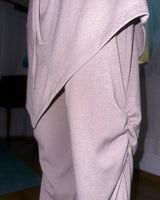 (2color) Diagonal Shirring Bootcut Layered Pants