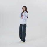 LEATHER APPLIQUE GRAPHIC HOODIE
 - WHITE
M/GREY