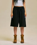 STAR PATCH BERMUDA SWEAT SHORTS_BK