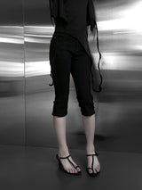 slim fit slit capri denim