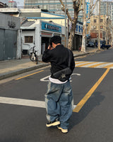 CT Color-Block Balloon Denim Pants