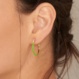 ネオングリーンエナメルゴールドフープ 925 シルバーリングイヤリング E040-04G-NG