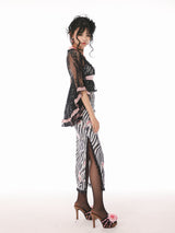 [EVIL TOOTH] Lace swallowtail butterfly Chinese style narrow-arm wide-sleeve cover-up, V-neck lace see-through swallowtail irregular waist design
