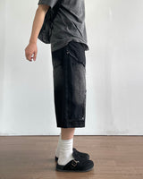 Rough Double Knee Half Denim Pants