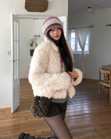 Chewy Shearling Fur Toggle Crossbody Bag