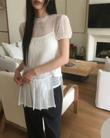 Leber Mesh Lace Short-Sleeved T-Shirt