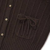 CHERRY RIBBON HOODIE CARDIAGN [DARK BROWN]
